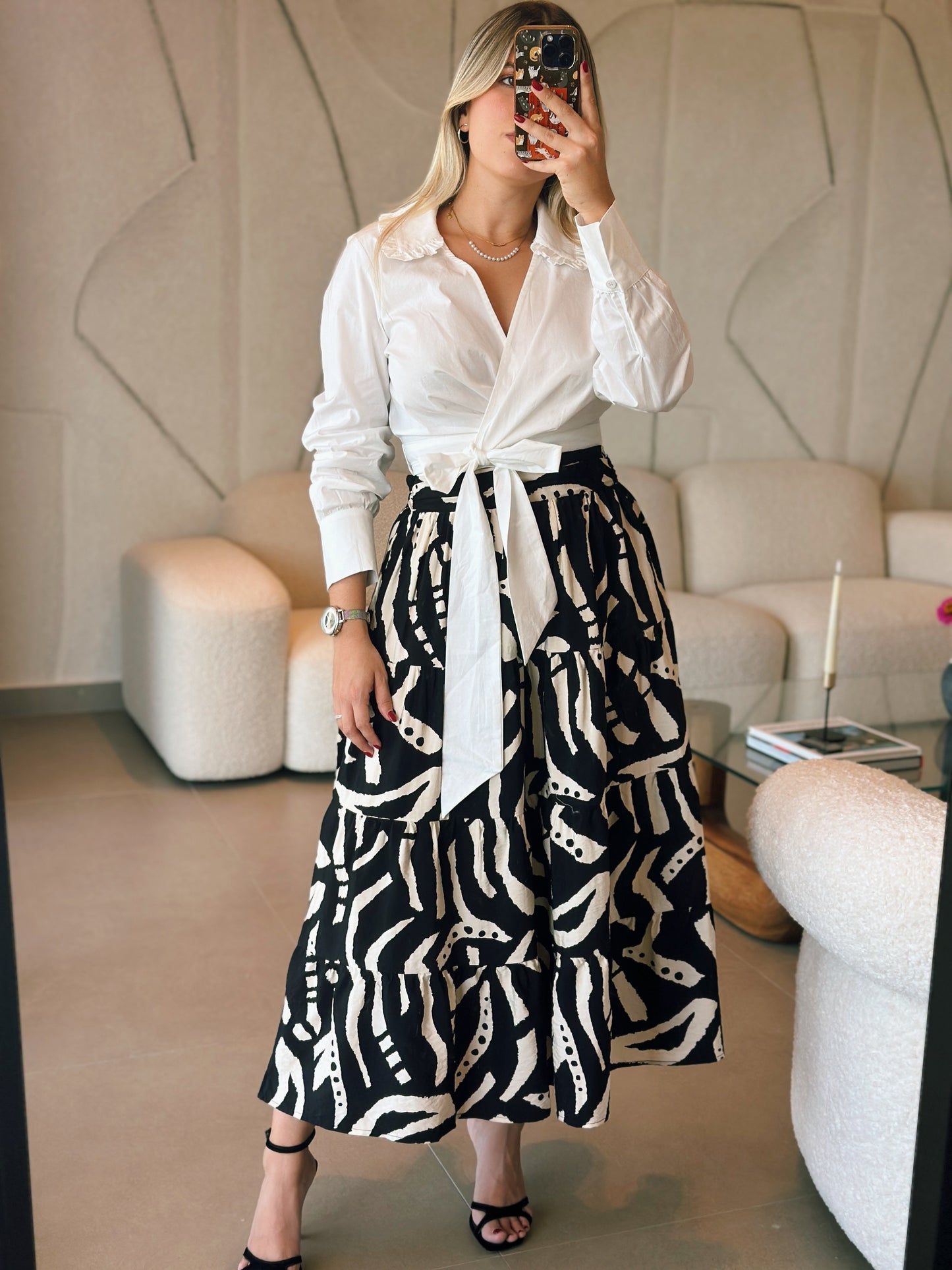 Black & White Midi Skirt