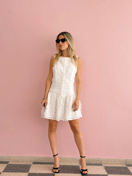White Eyelet Mini Dress
