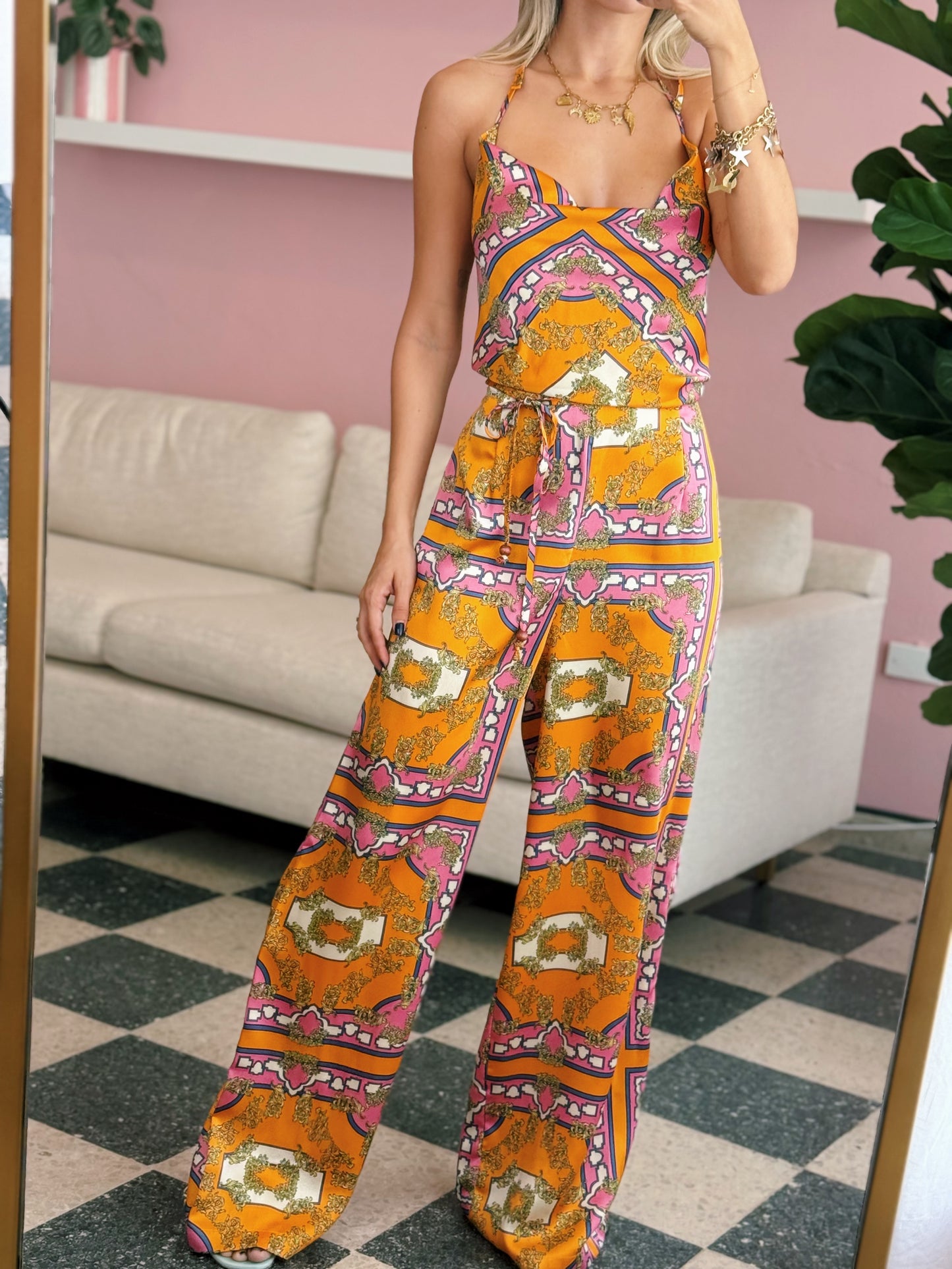 Satin Cowl Neck Jumpsuit