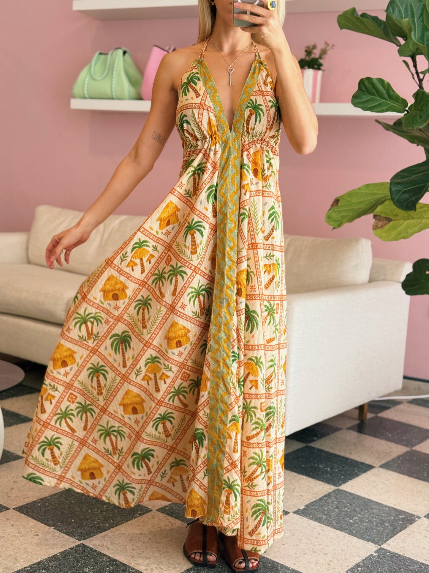Tropical Open Back Dress - Made in India