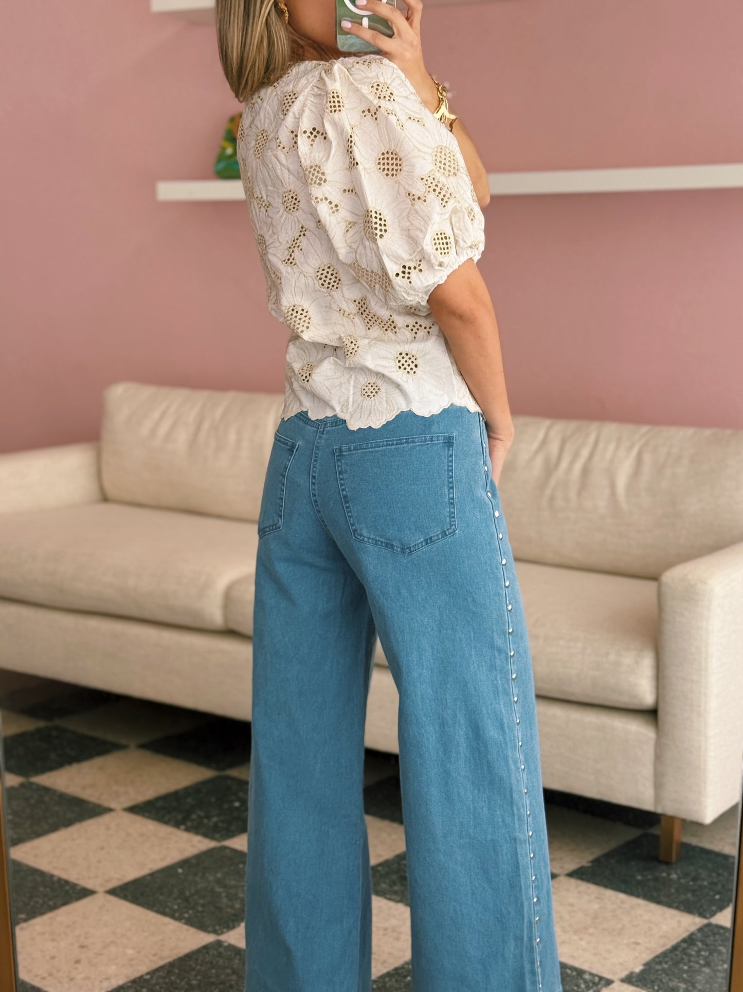 Metallic Embroidered Top