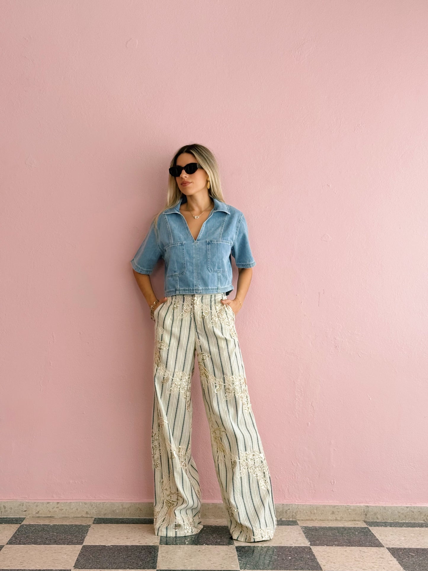 Denim Short Sleeve Comfy Top