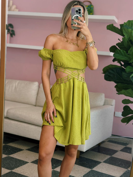 Green Cutout Mini Dress