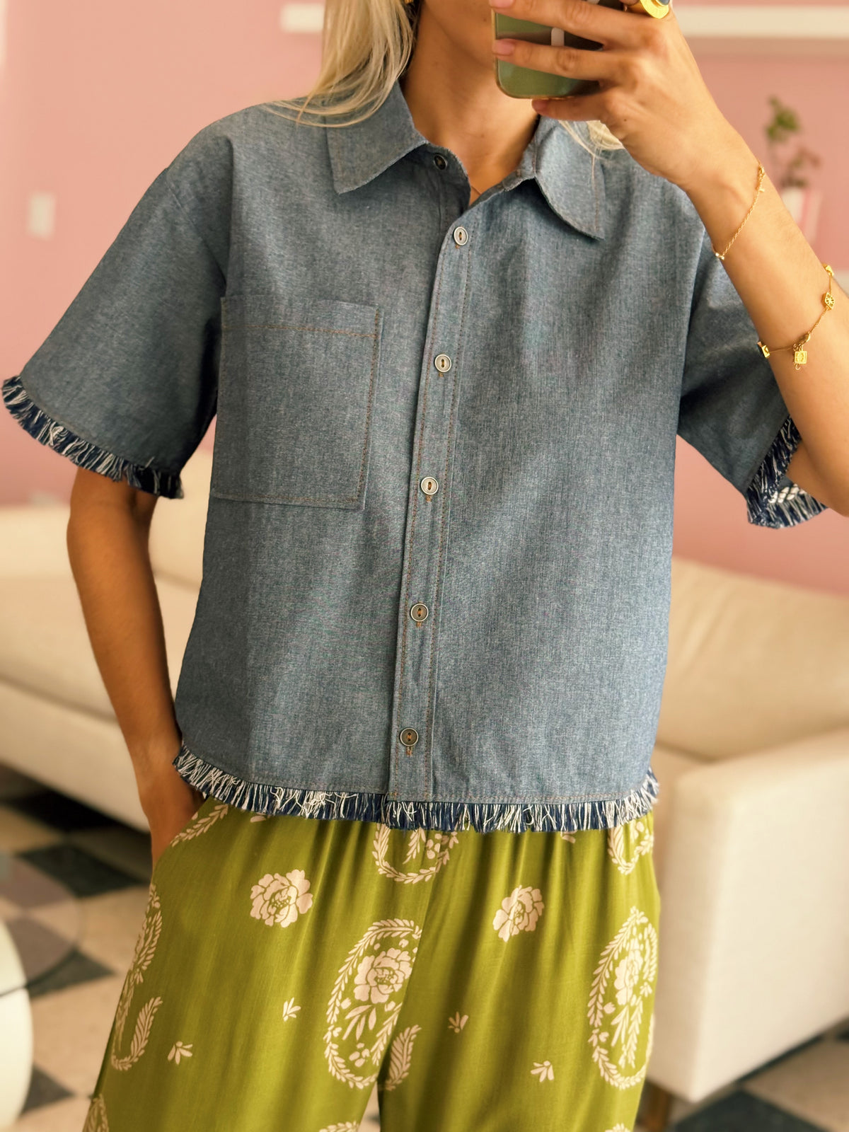 Sullivan Fringe Button Up Top