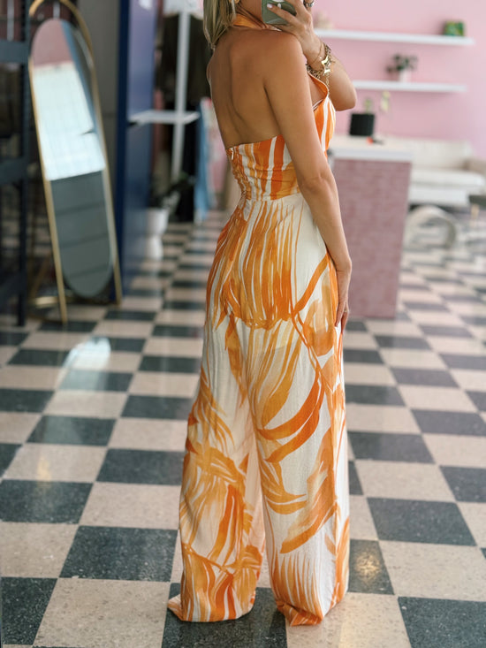 Orange Palm Jumpsuit