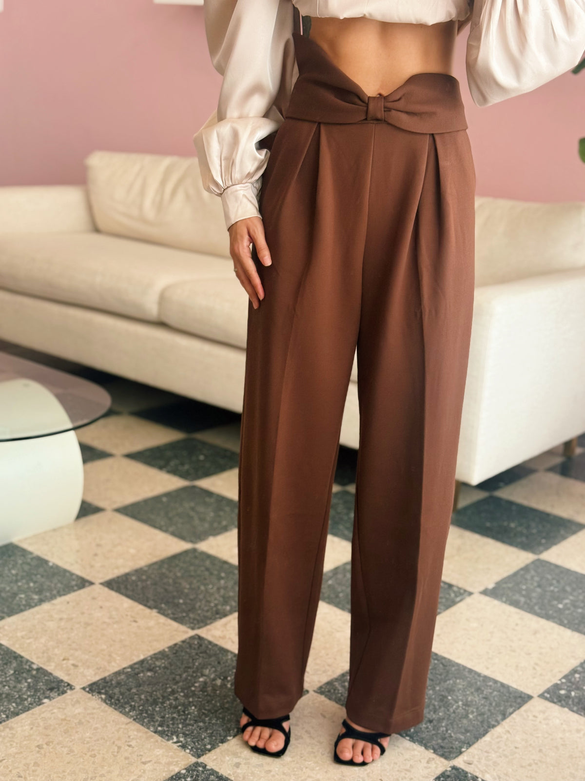 Marie Pleated Brown Pants