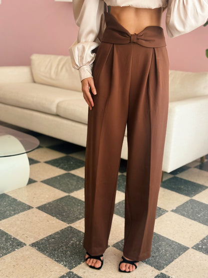 Marie Pleated Brown Pants