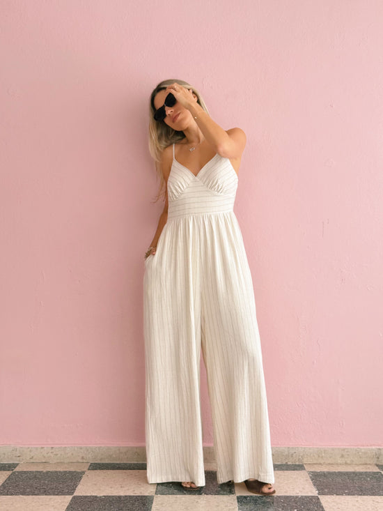 Ivory Stripped Jumpsuit