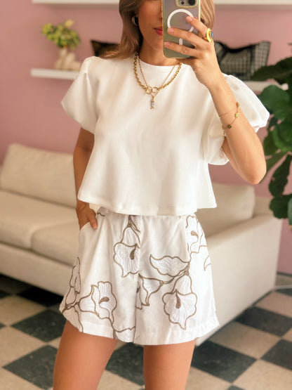 High Waist Embroidery Dress Shorts