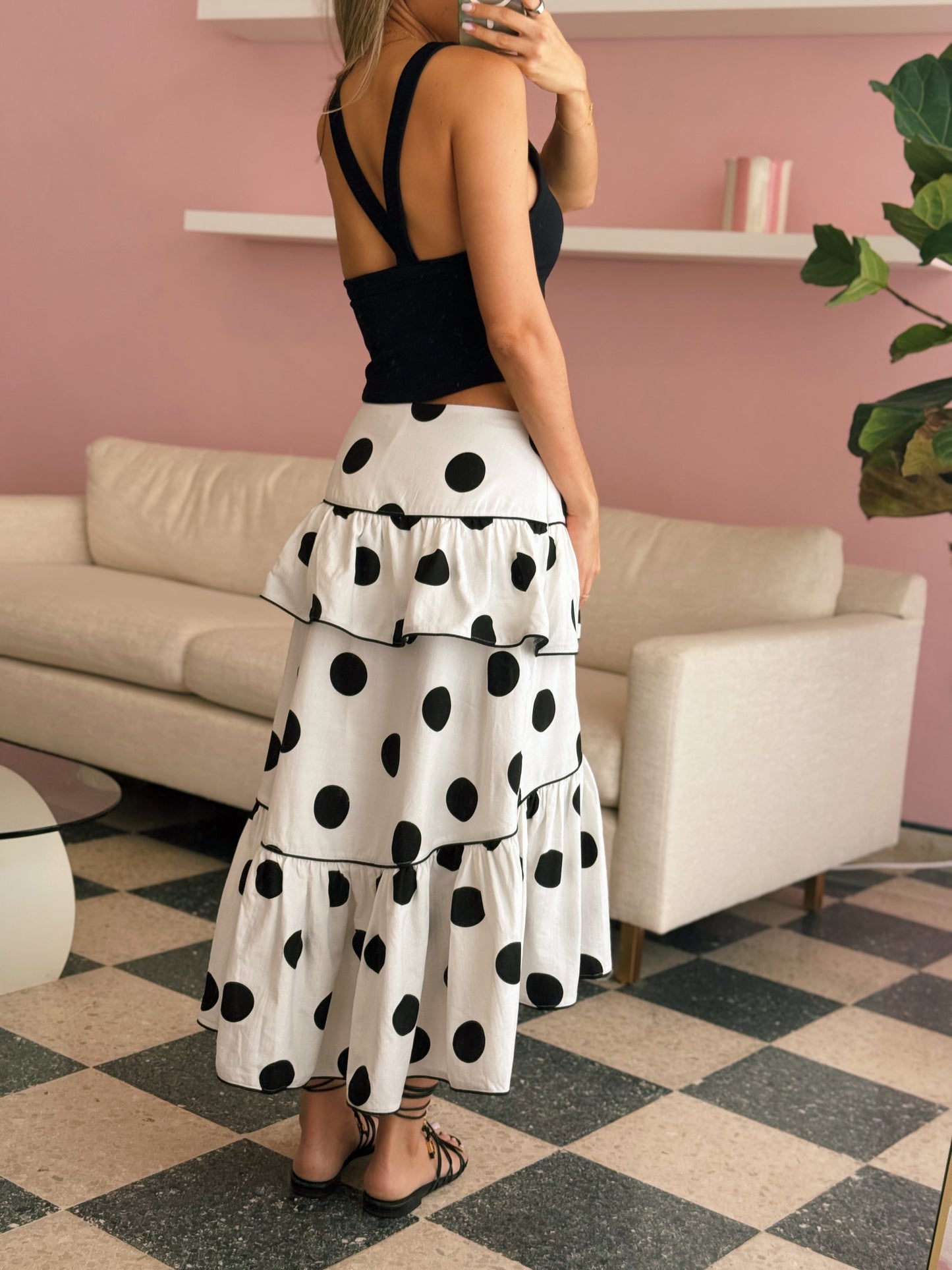 Polka Dot Midi Skirt