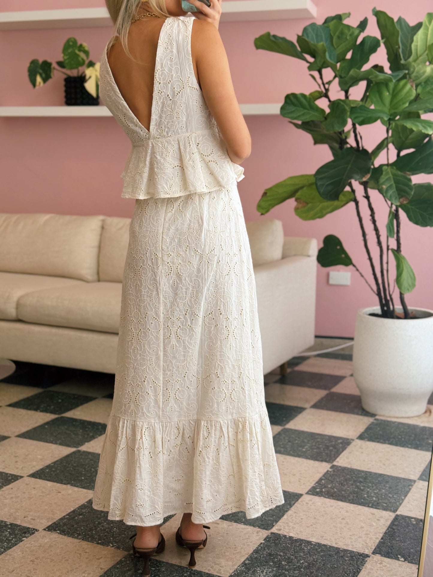 Embroidered Ivory Skirt Set