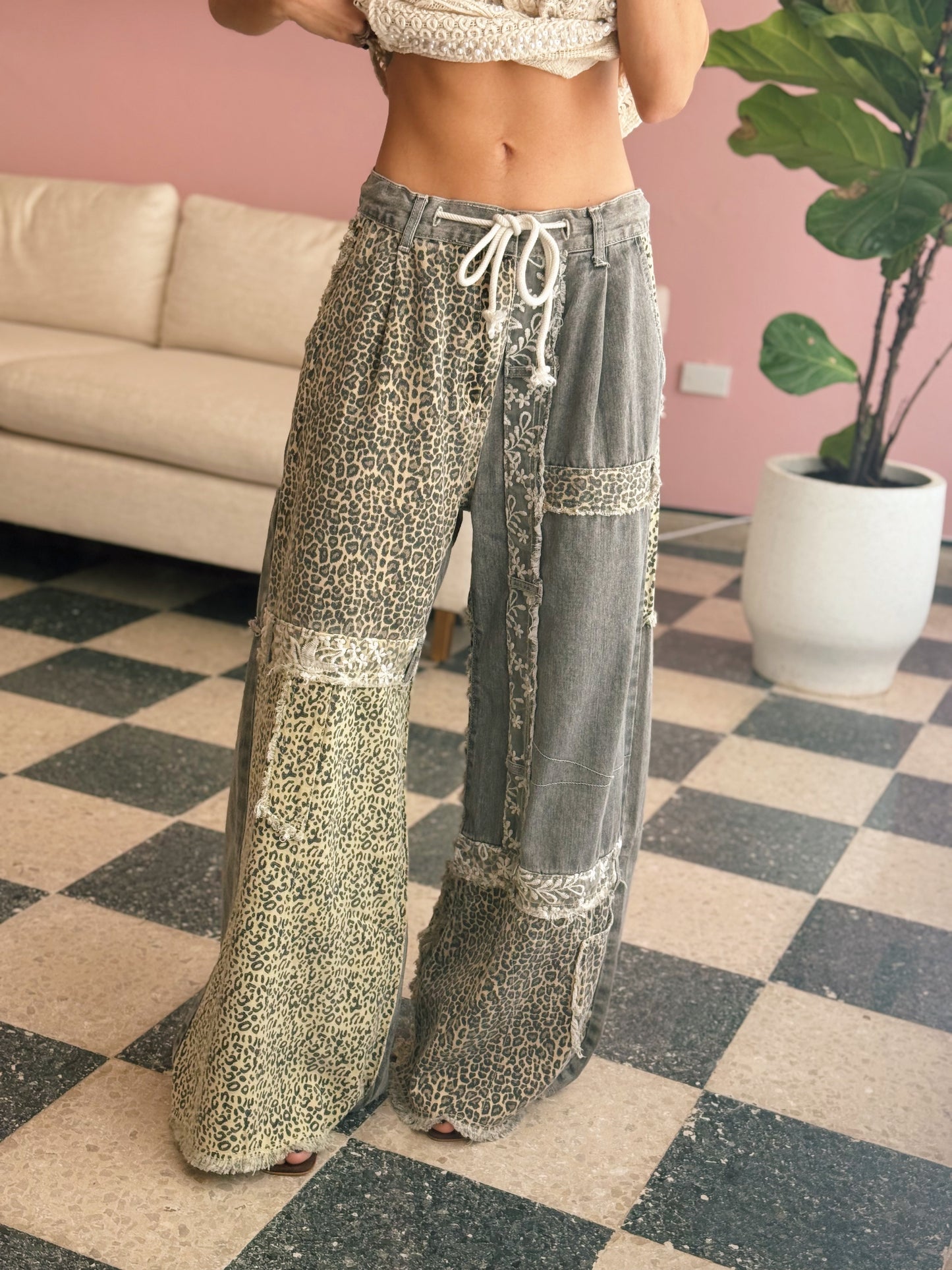 Leopard Patch Pants