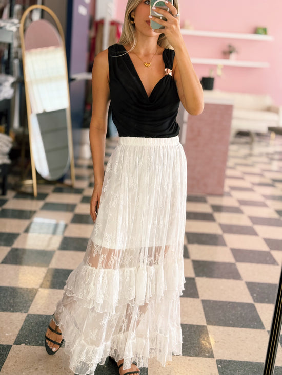 Sheer Lace Maxi Skirt