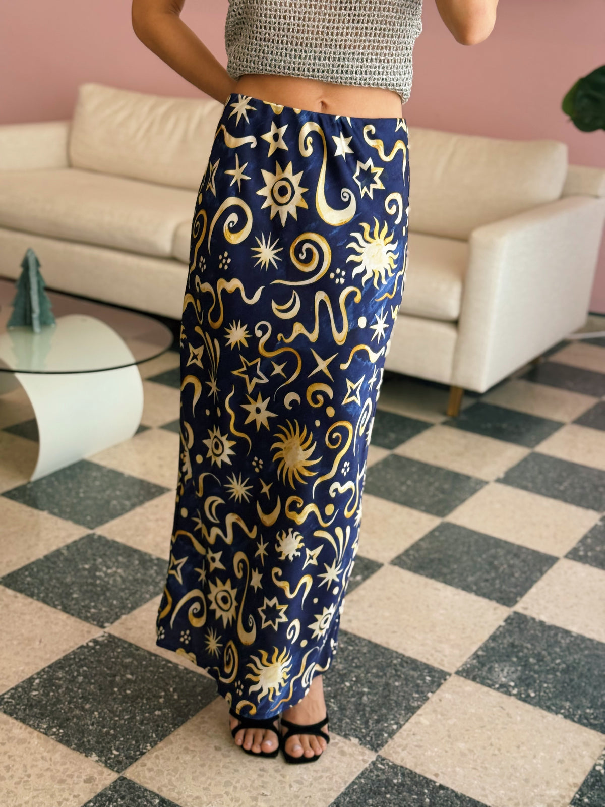 Sky Satin Skirt