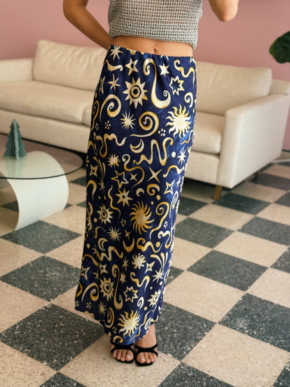 Sky Satin Skirt