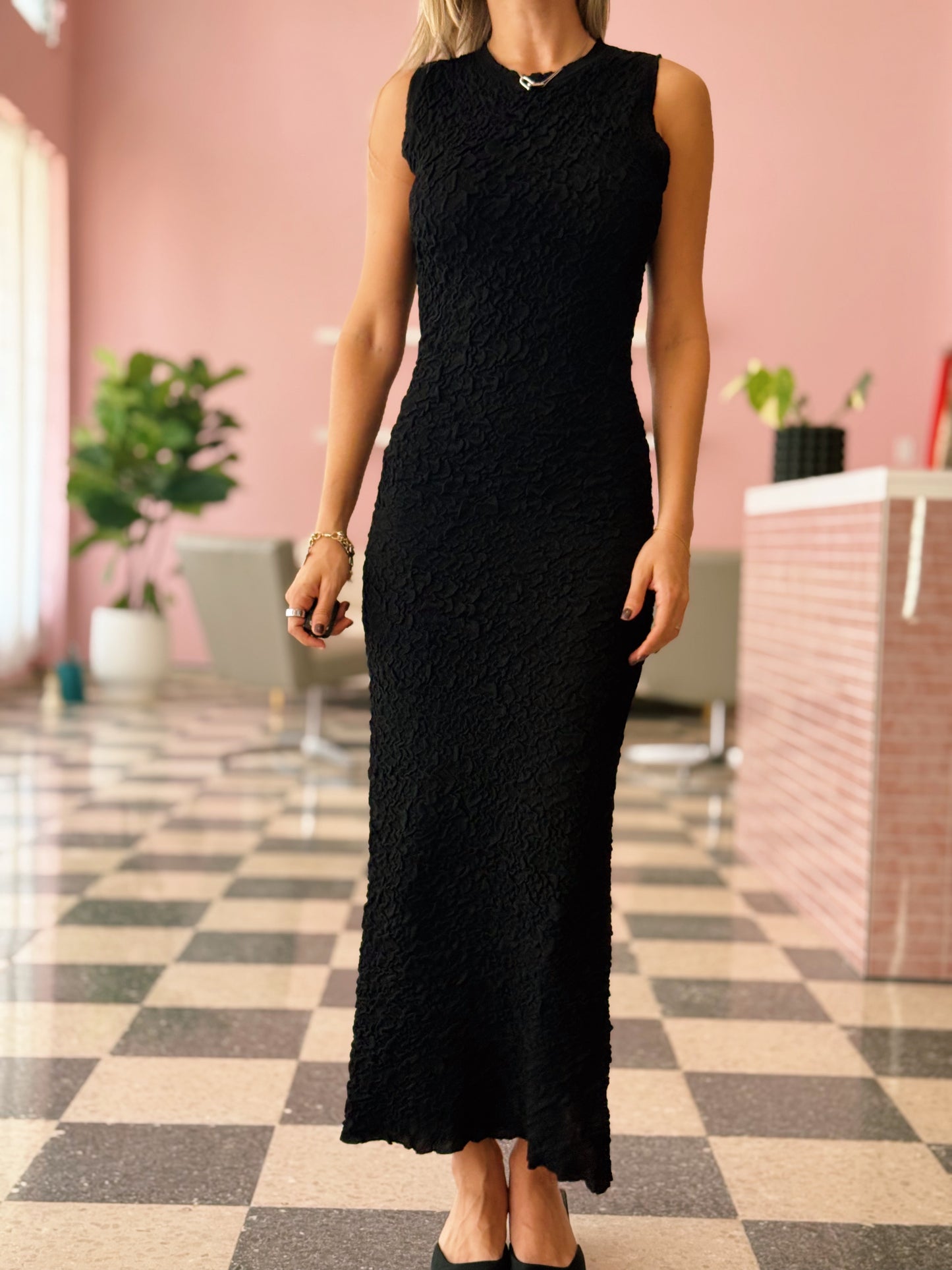 Wrinkled Black Dress