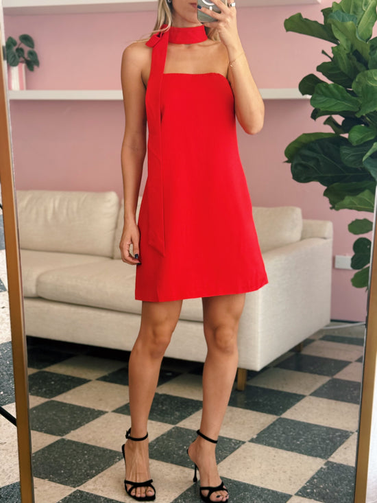 Red Chocker Tie Dresss