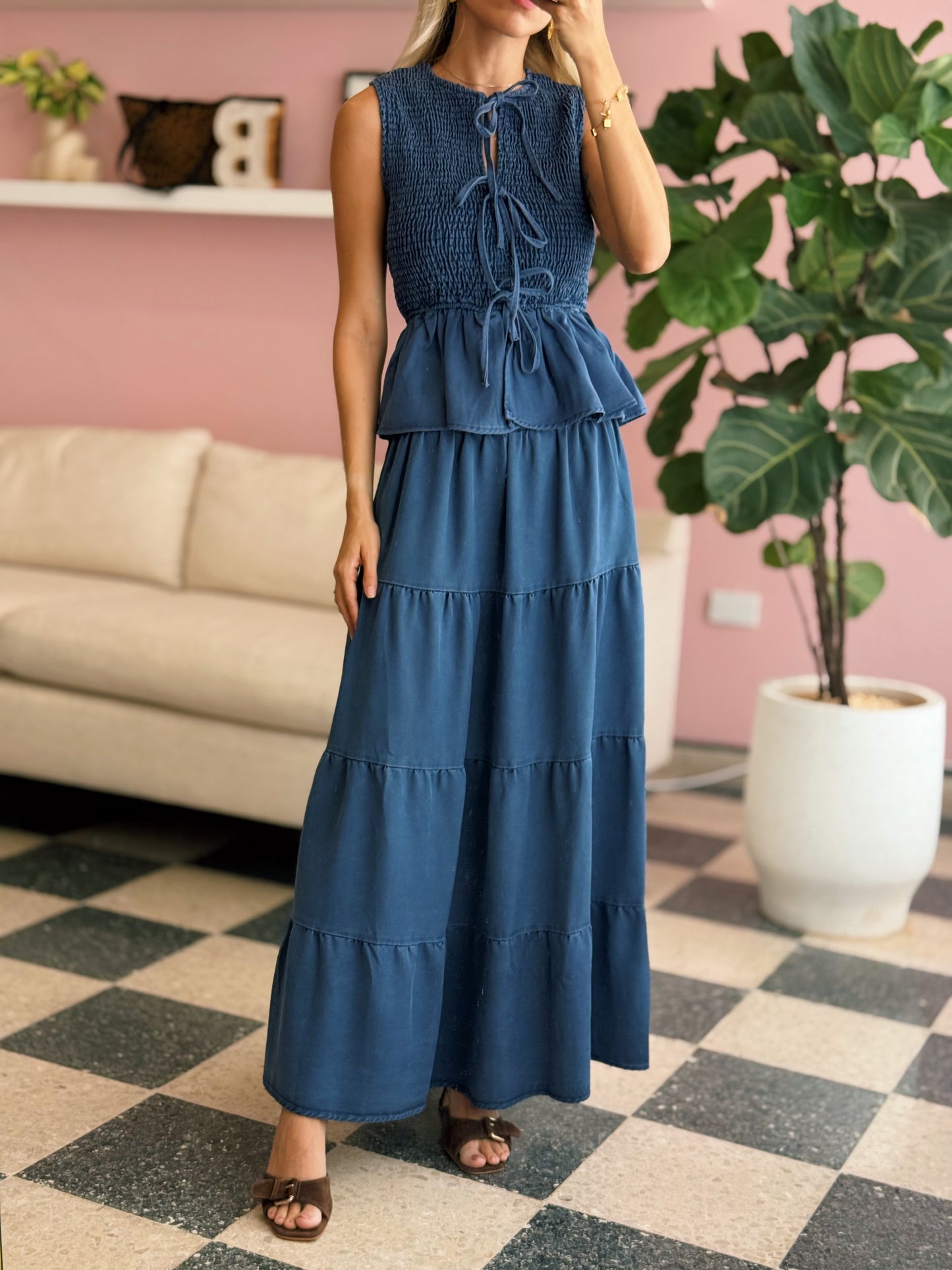 Blue Denim Skirt Set