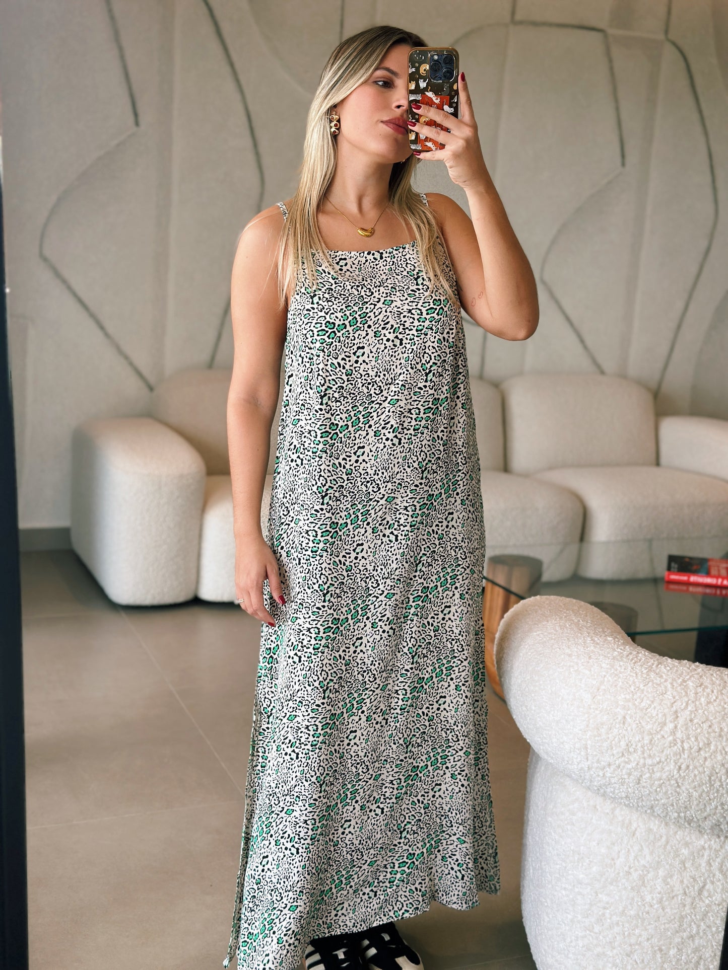 PRE ORDER (final sale/read description) Green Animal Print Maxi