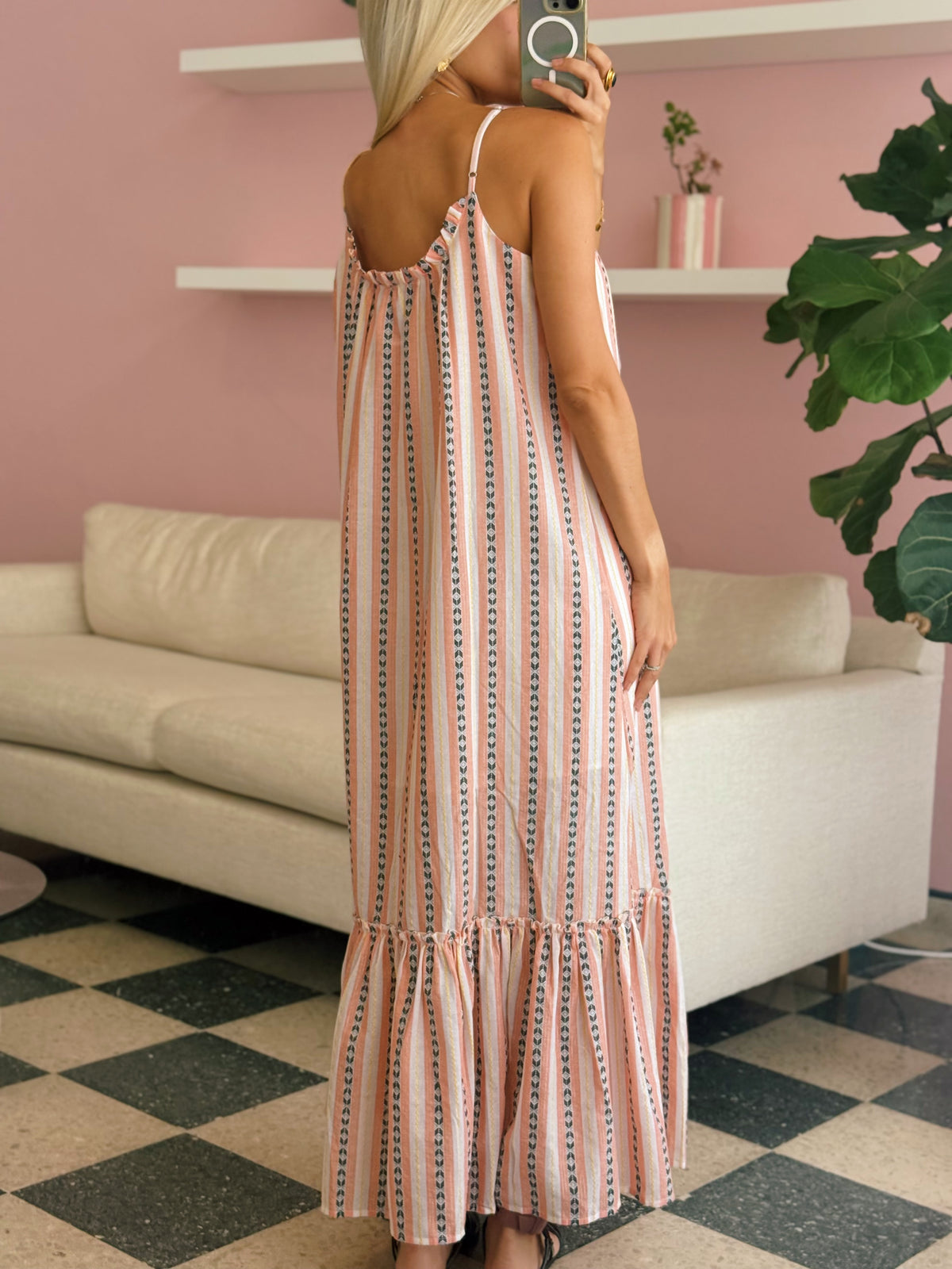 White Peach Maxi Dress