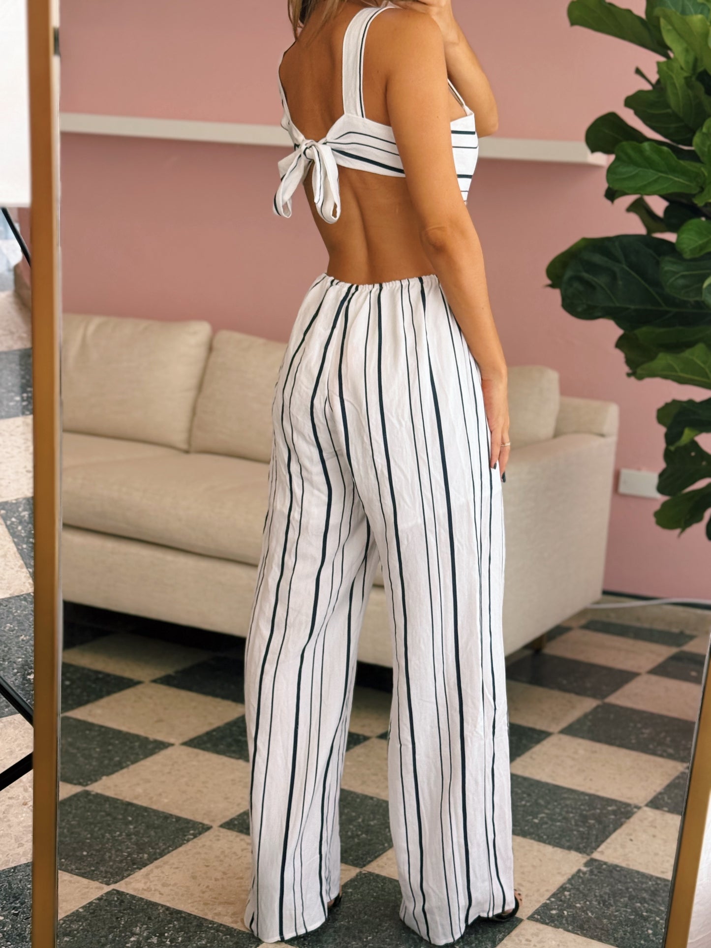 Navy Striped Jumpsuit