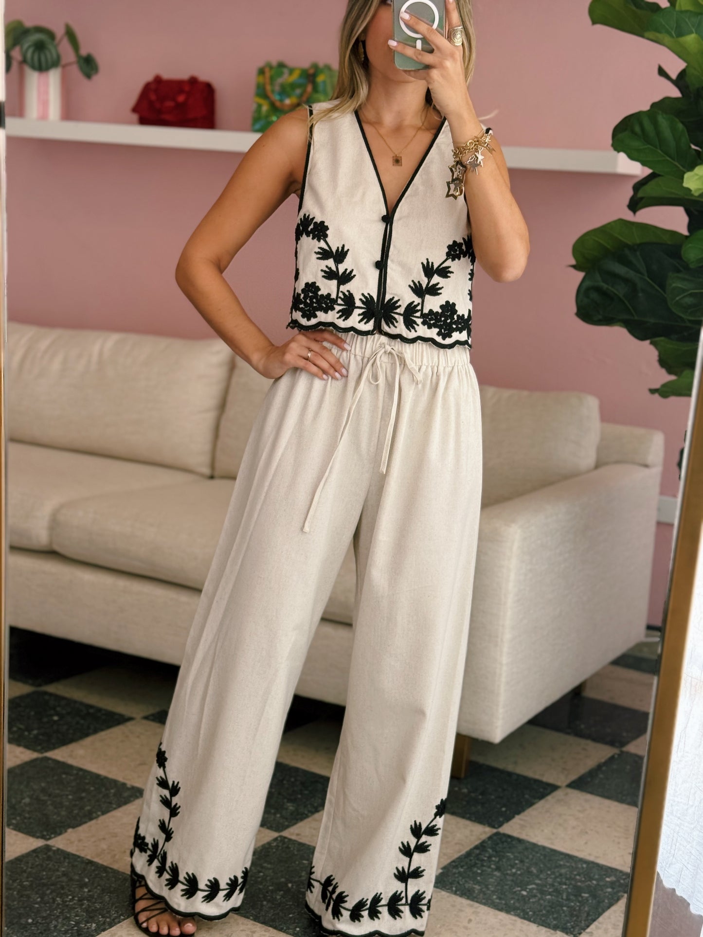 Embroidered Vest Set
