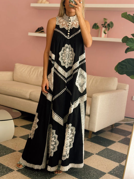 Black Embroidered Maxi Dress