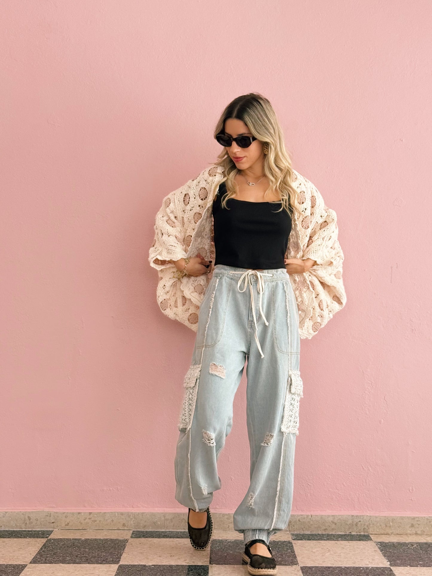 Crochet Denim Jogger Jean