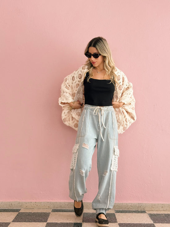 Crochet Denim Jogger Jean