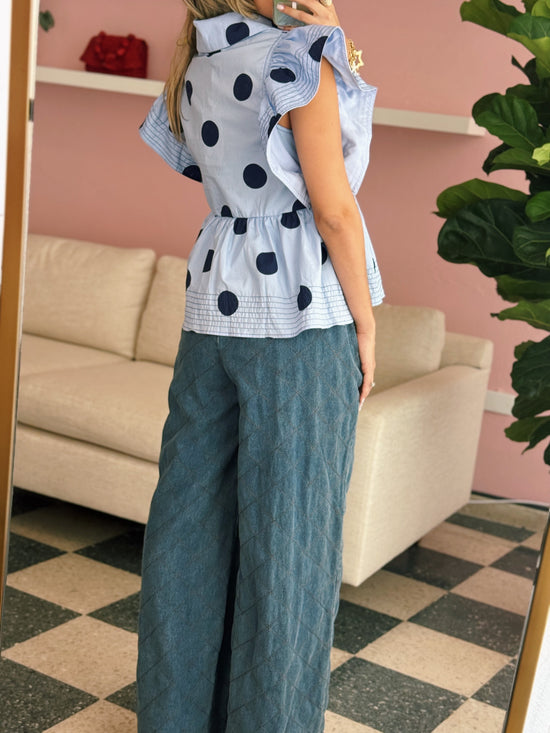 Polka Dots Blue Top