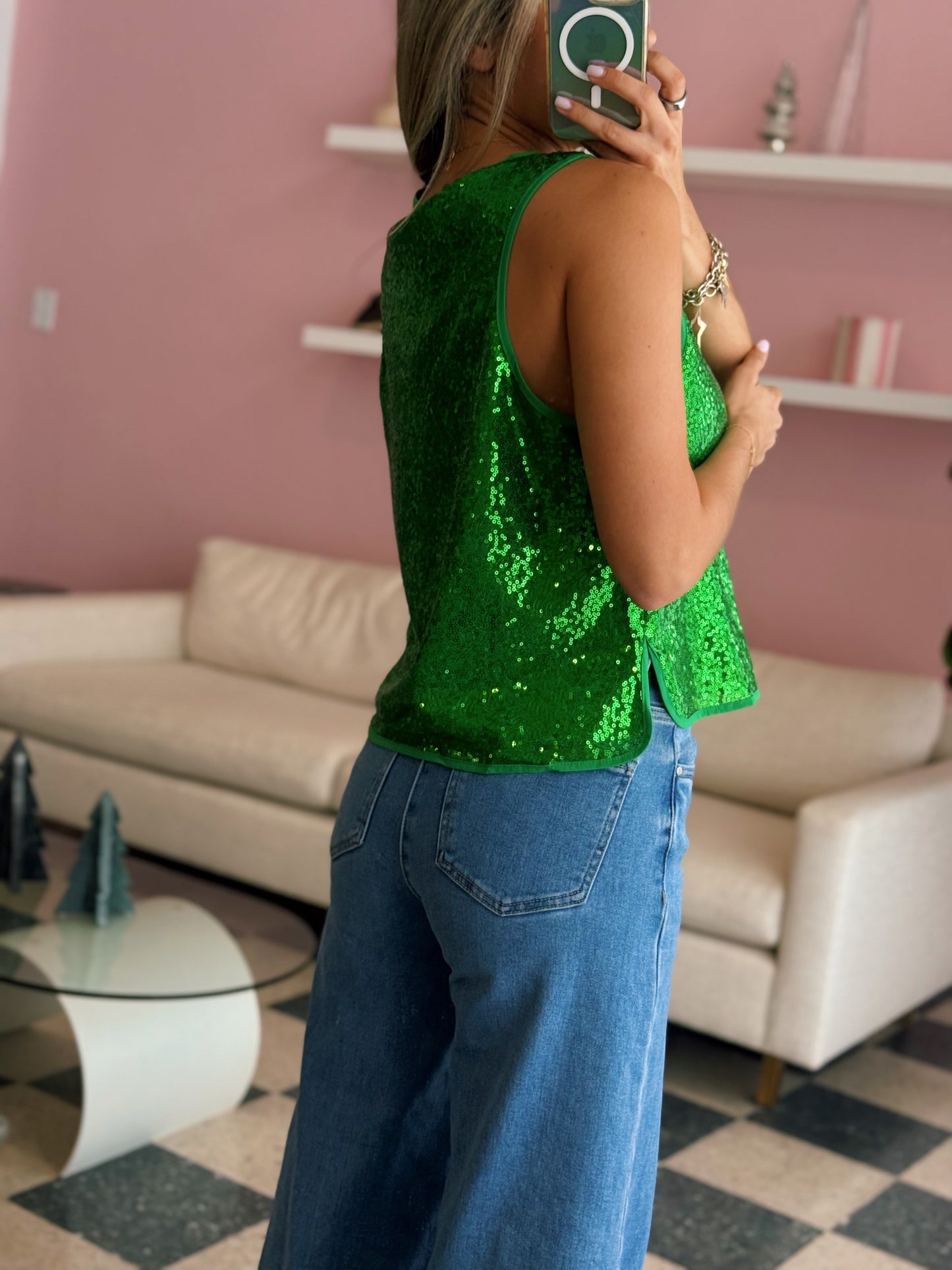 Green Sequin Top