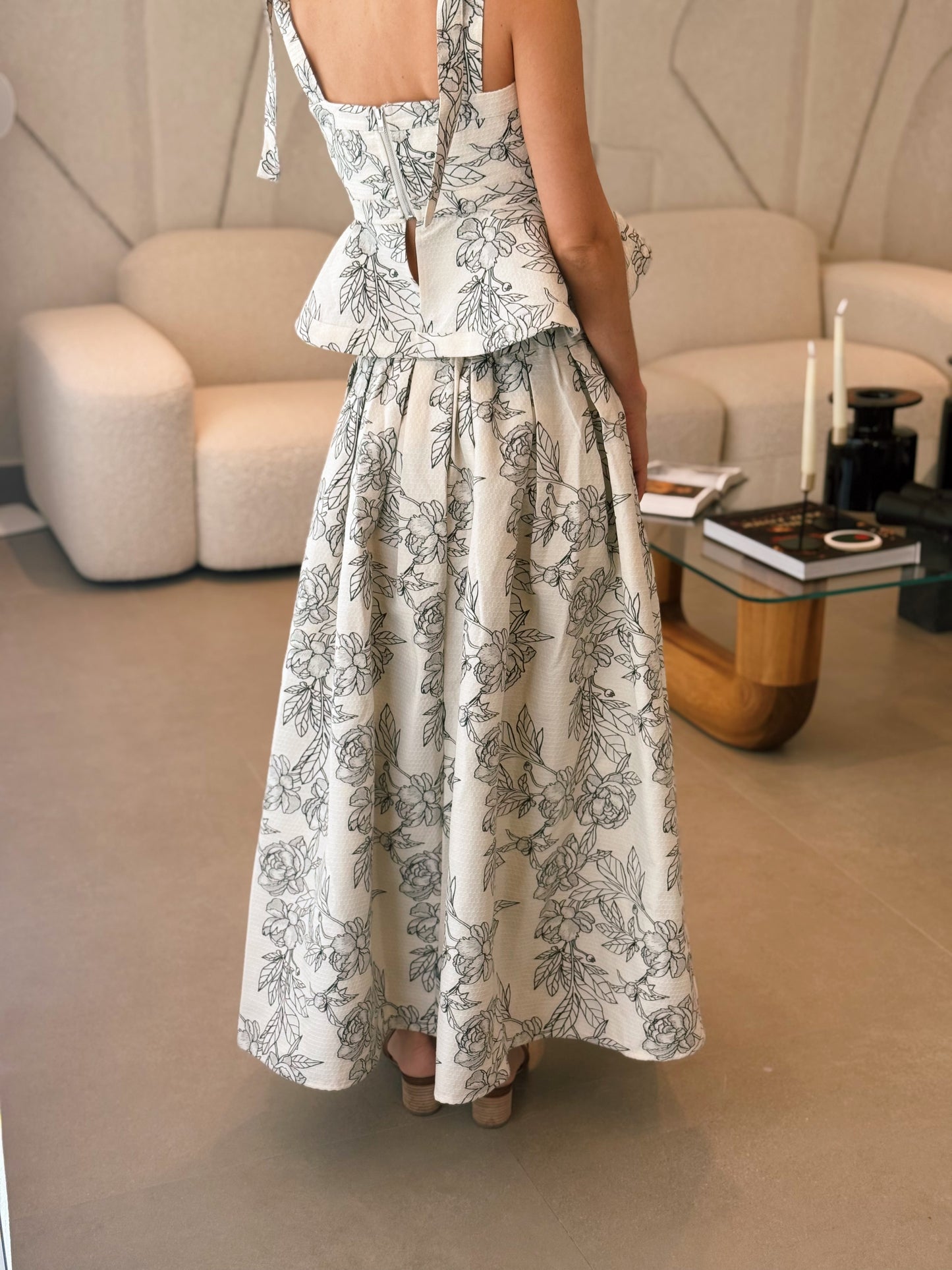 Jacquard Peplum Top & Skirt Set