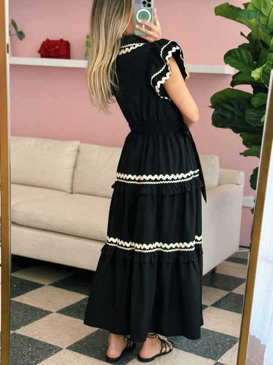 Black Ruffled Midi Dress