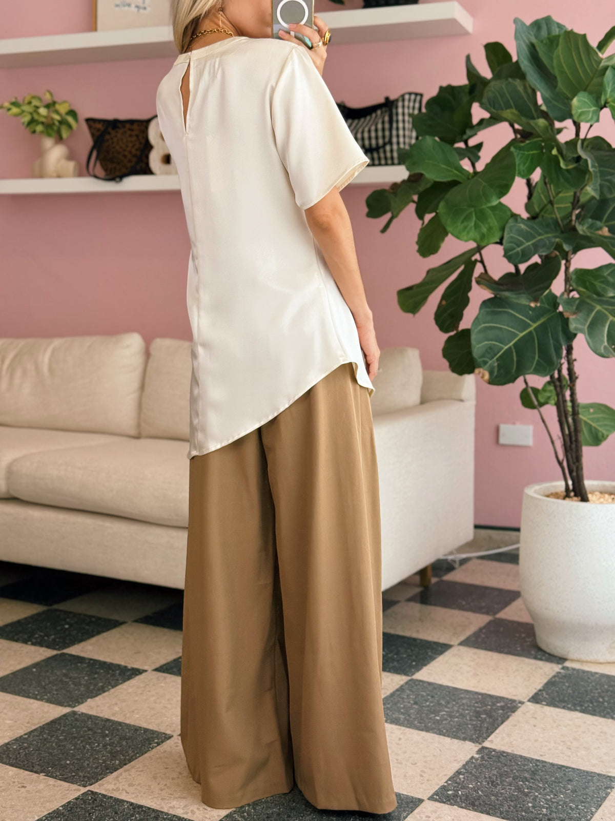 Satin Draped Asymmetric Top