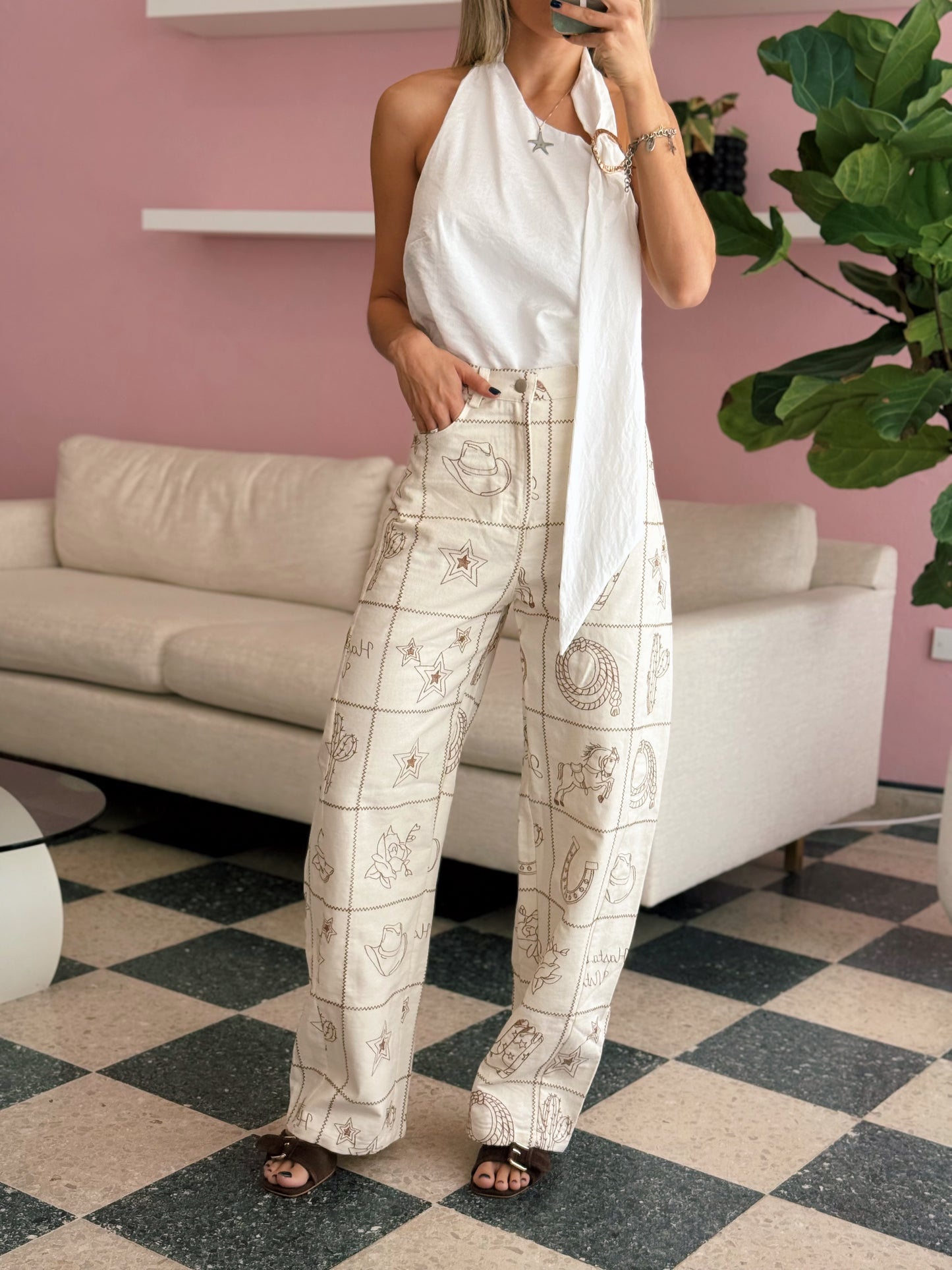 One Shoulder White Top