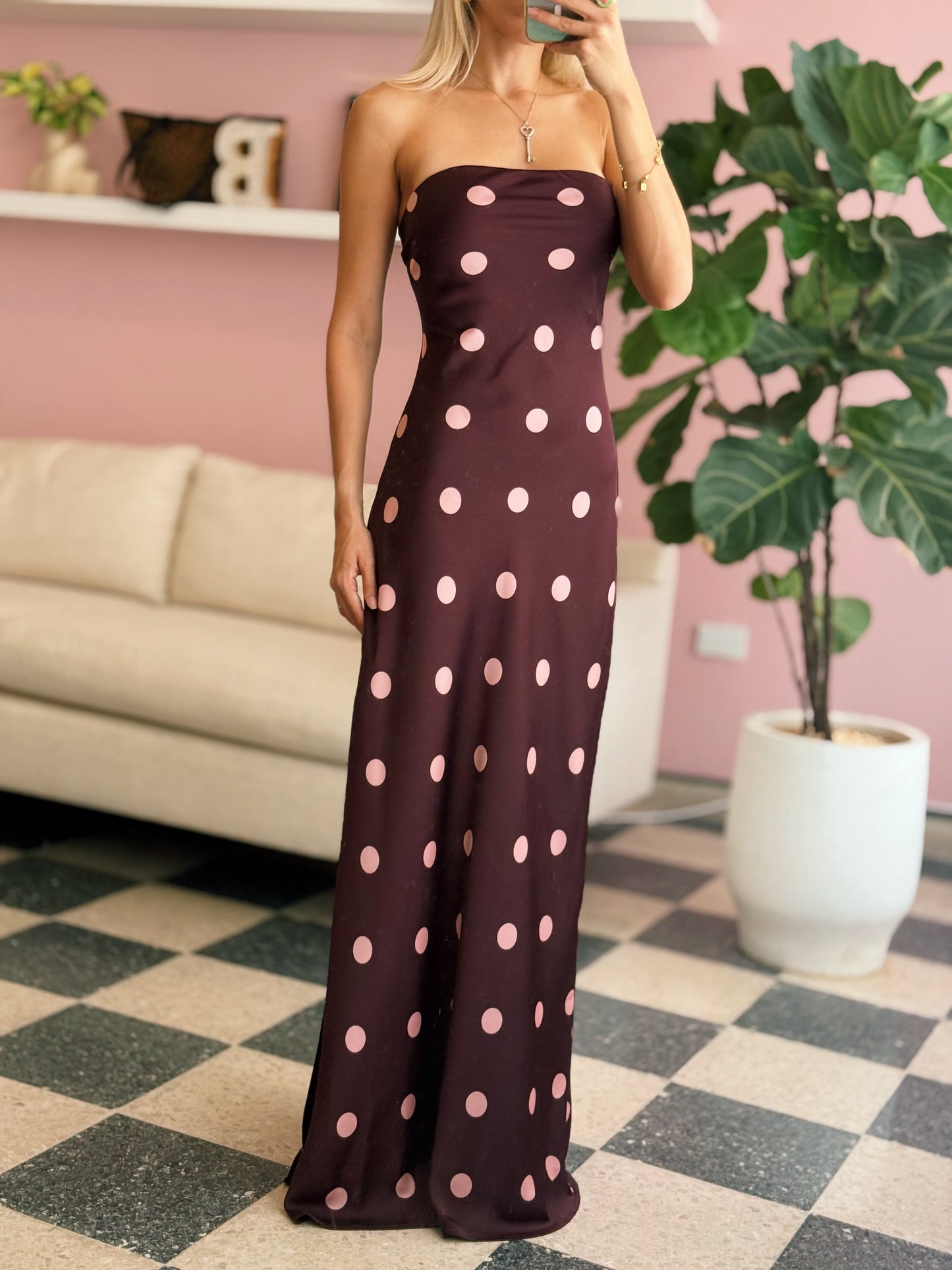 Burgundy Polka Dot Dress