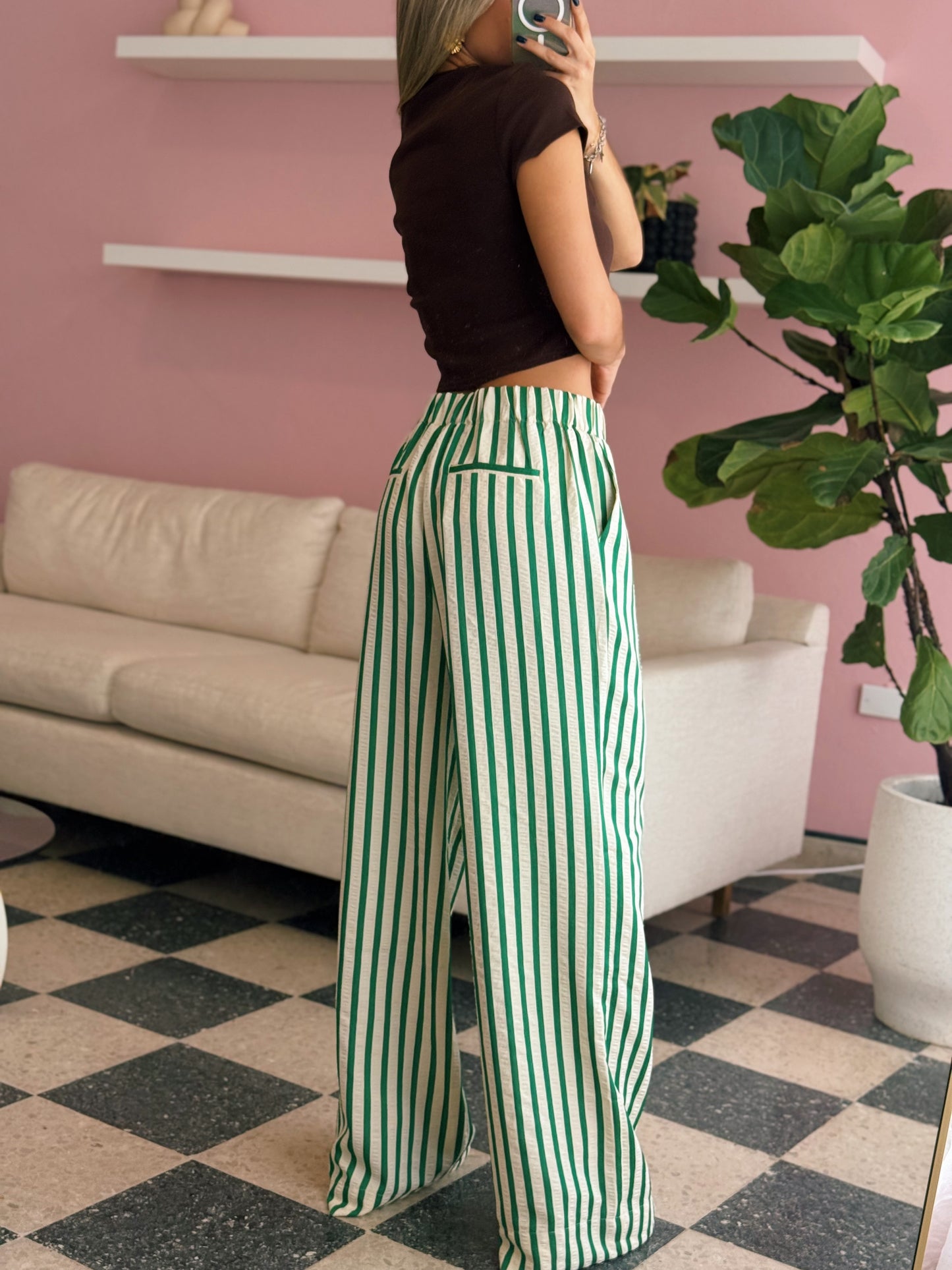Green Striped Pants