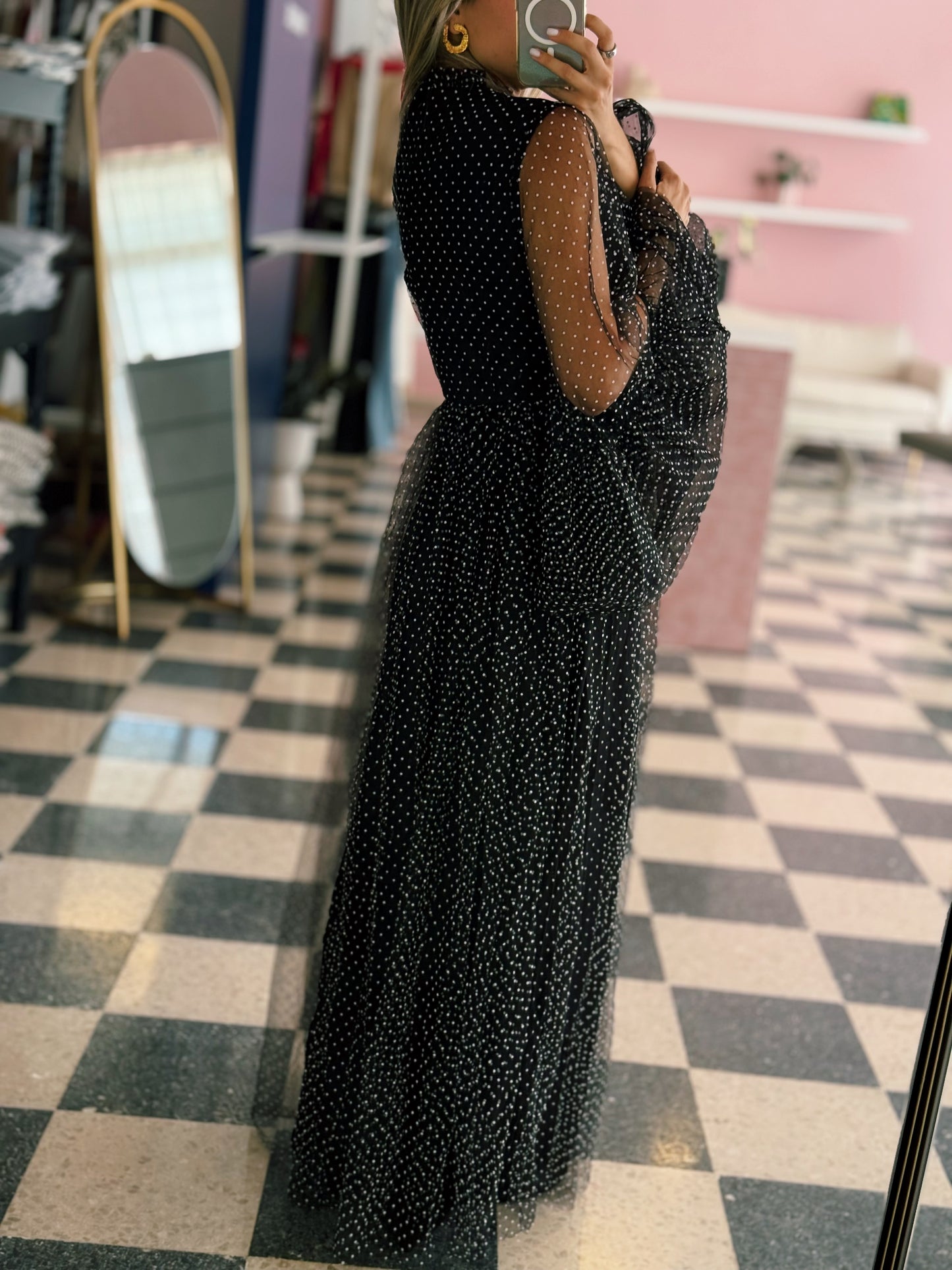 Polka Dot Mesh Dress