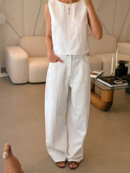 Open Back Cotton Pant Set