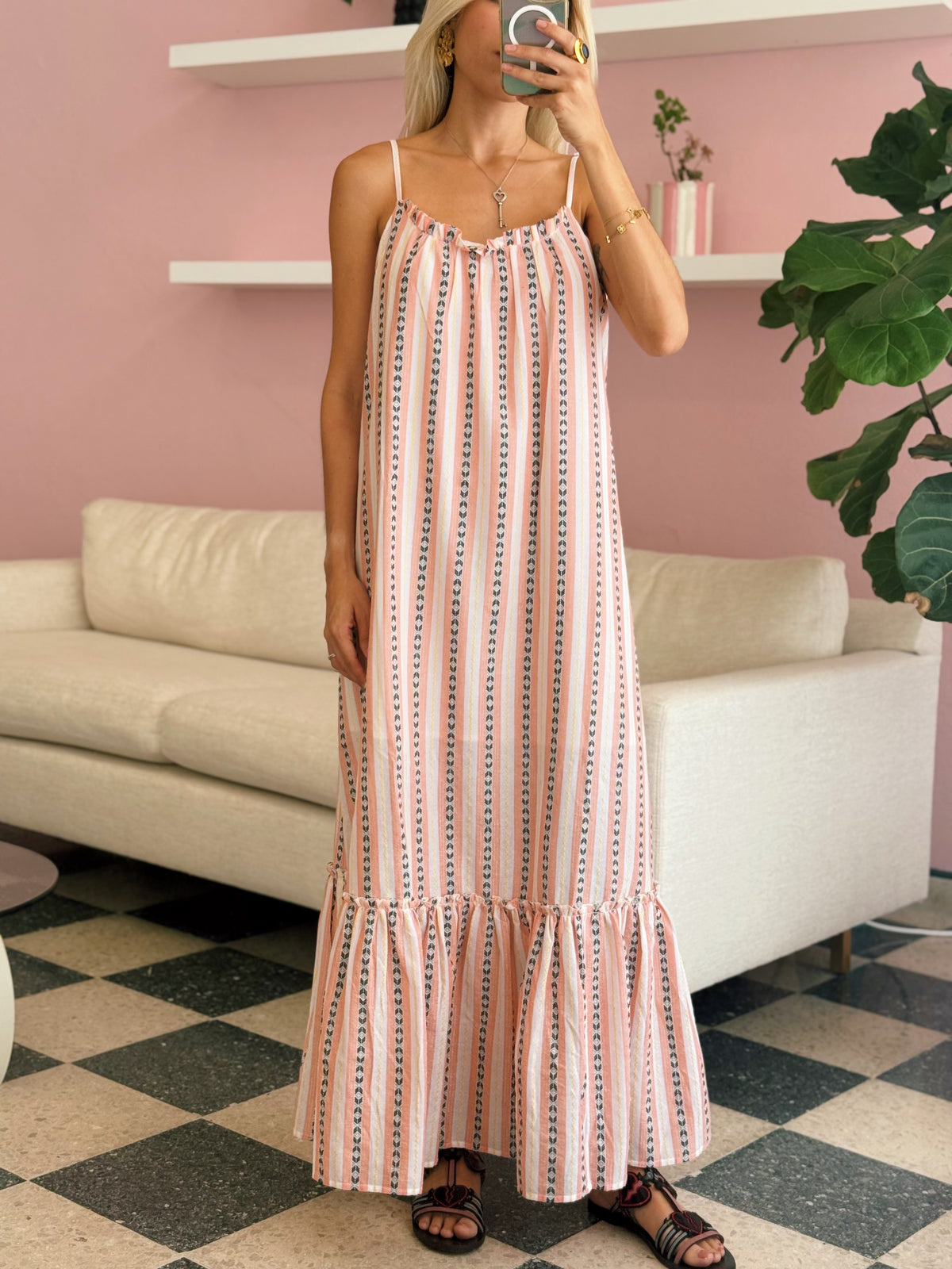 White Peach Maxi Dress