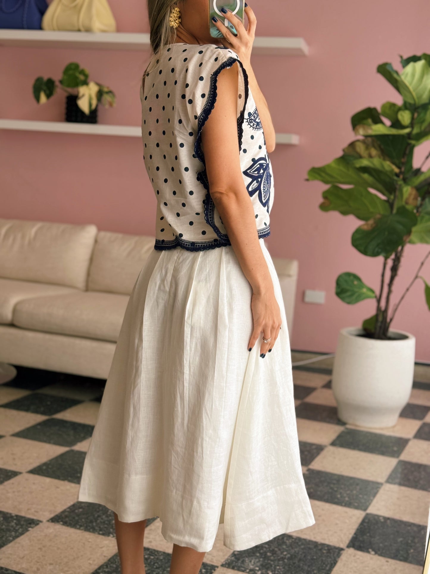 Embroidered Linen Blouse