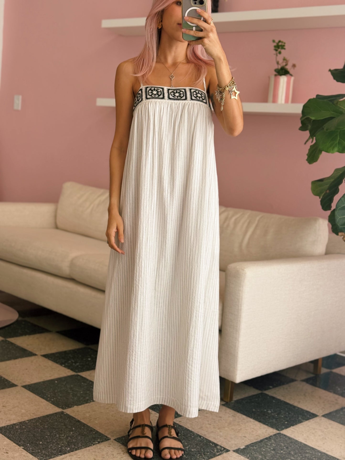 White Pinstripe Dress