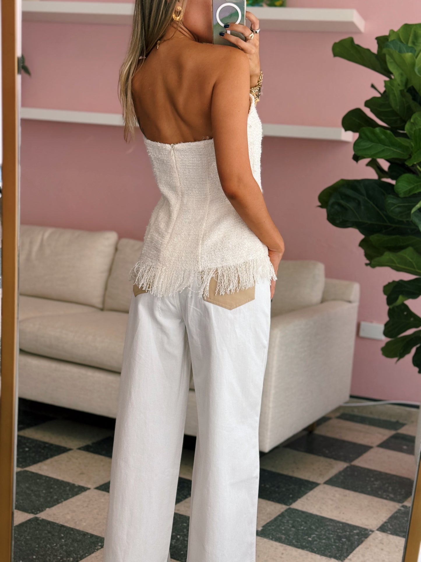 Strapless Fringed Top