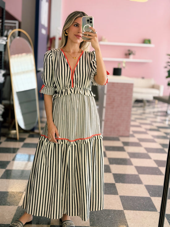 Striped Dress With Hot Pink Accents