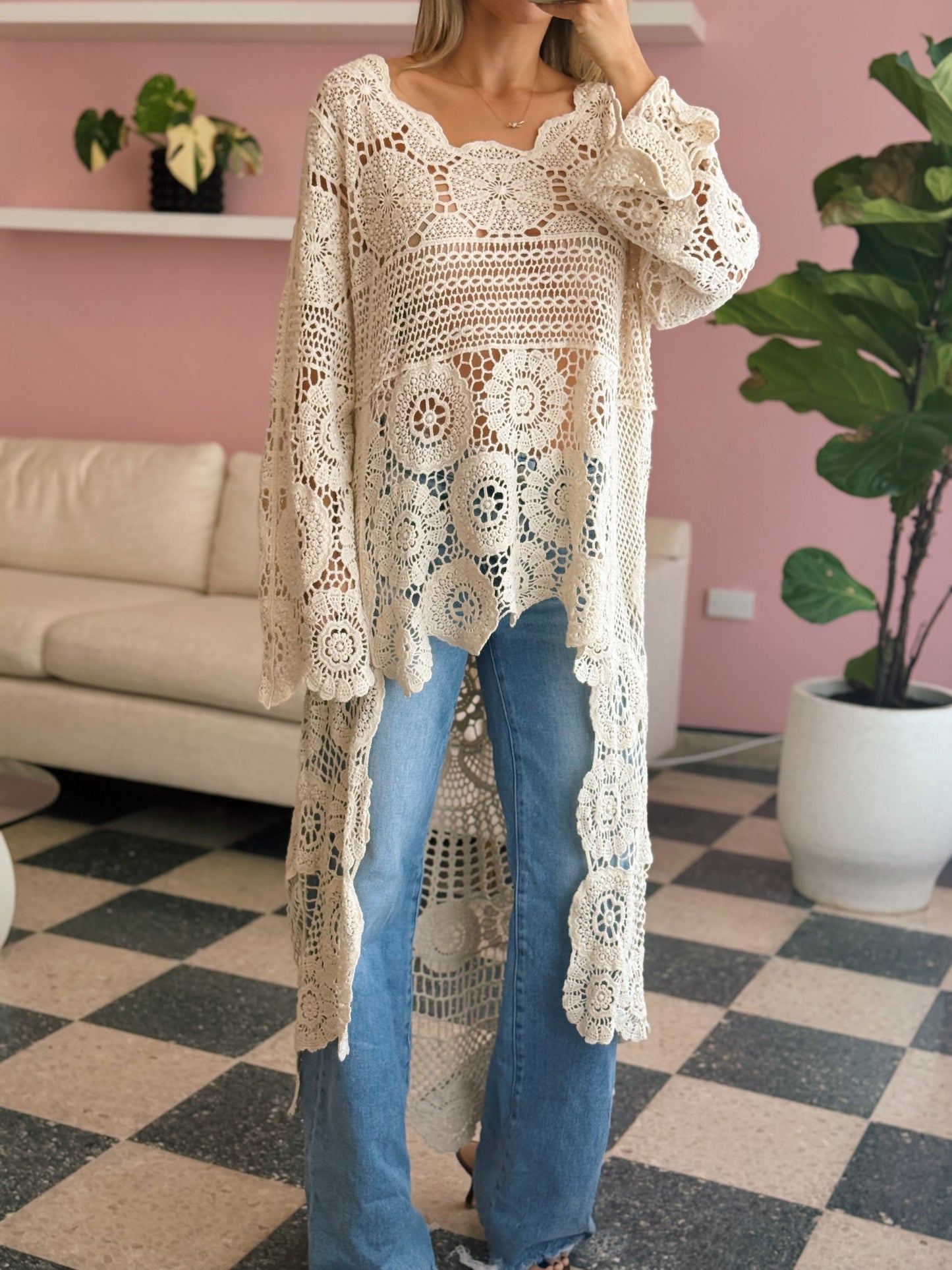 PRE ORDER (read description) High-Low Crochet Top