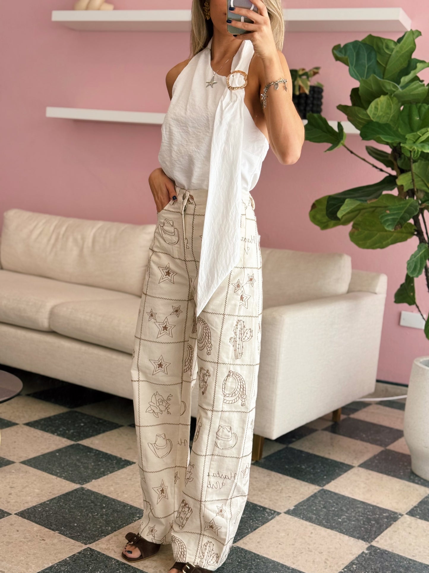 One Shoulder White Top