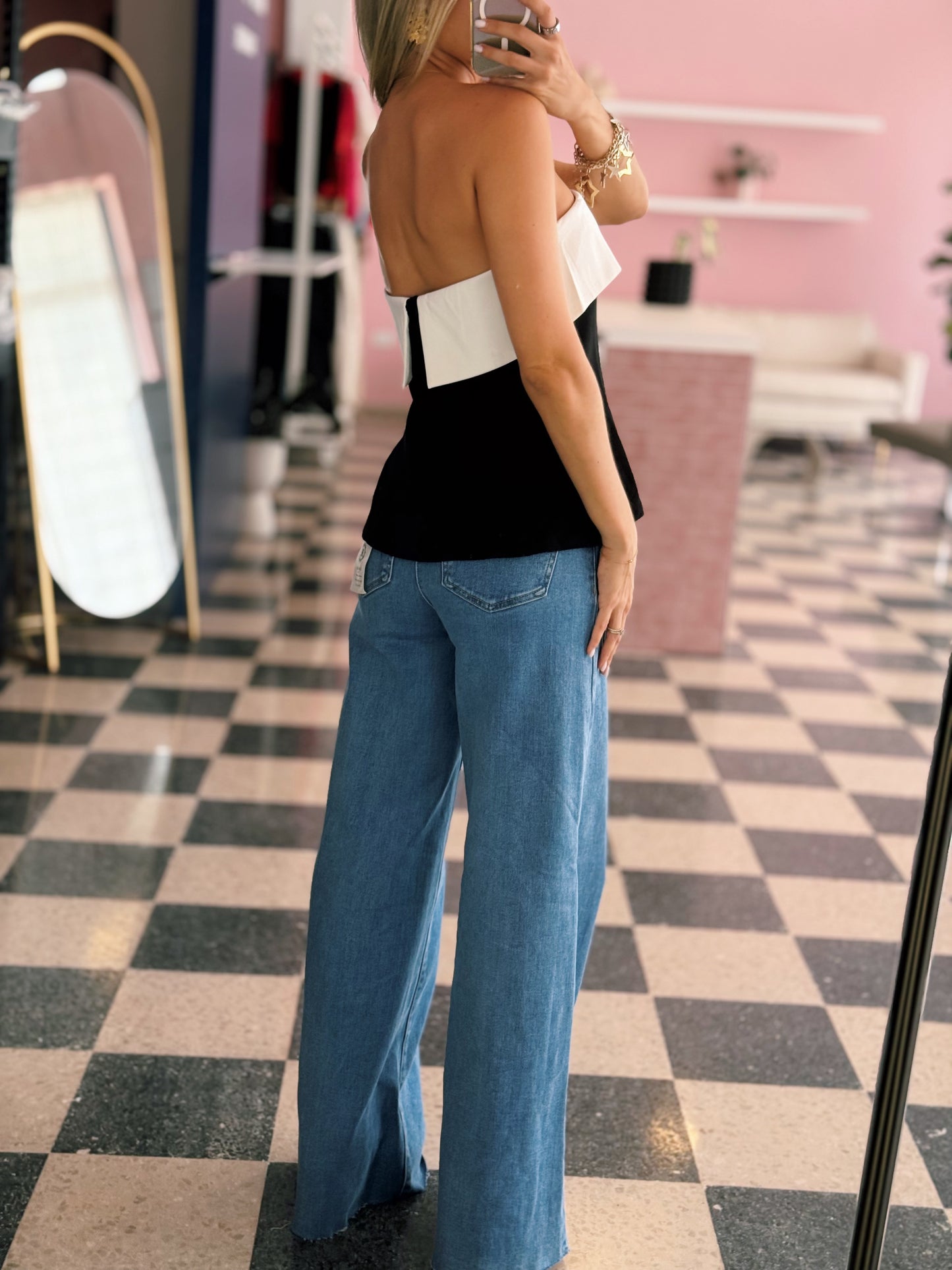 Two Tone Peplum Top