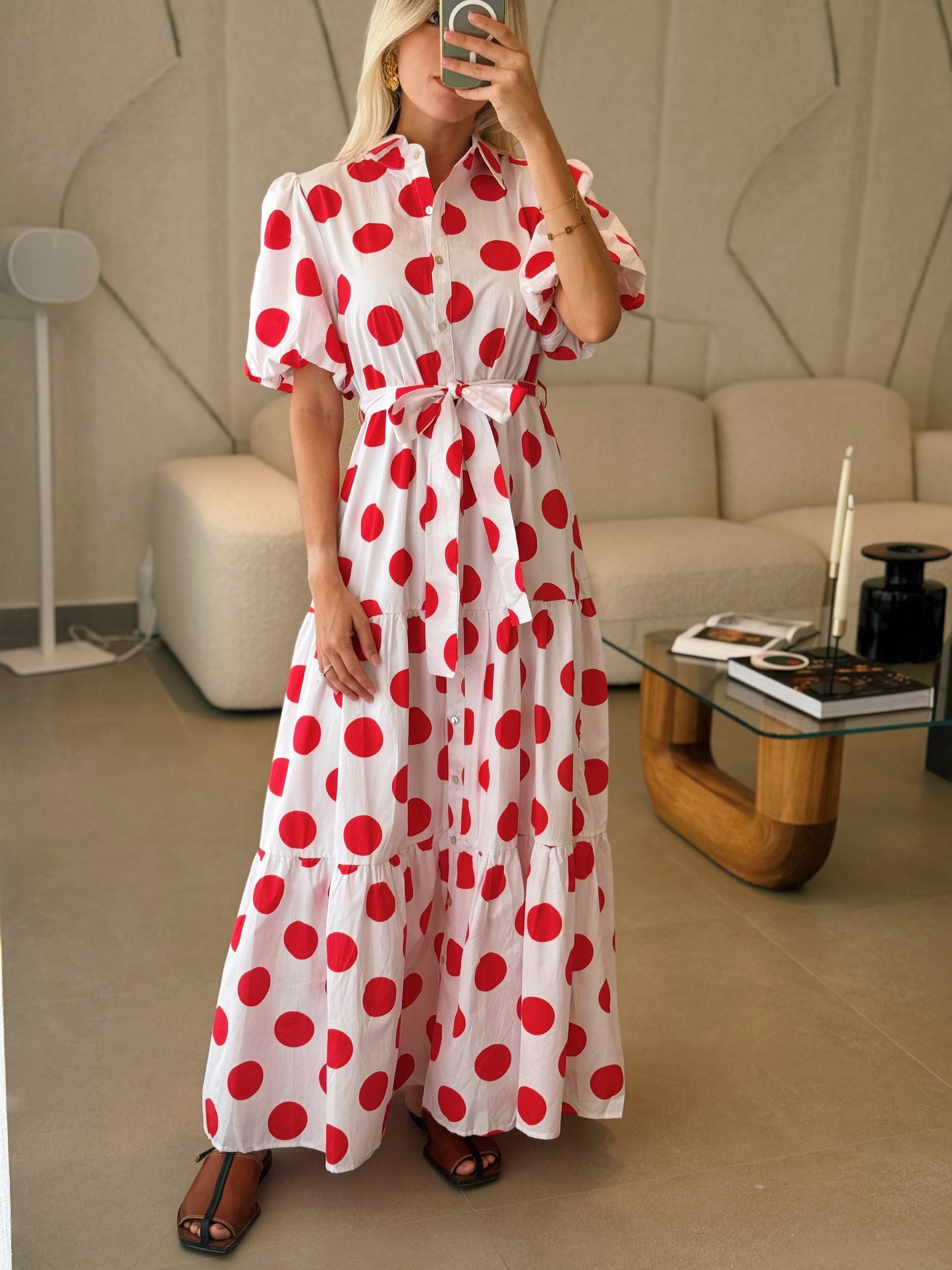 Red Polka Dot Maxi Dress