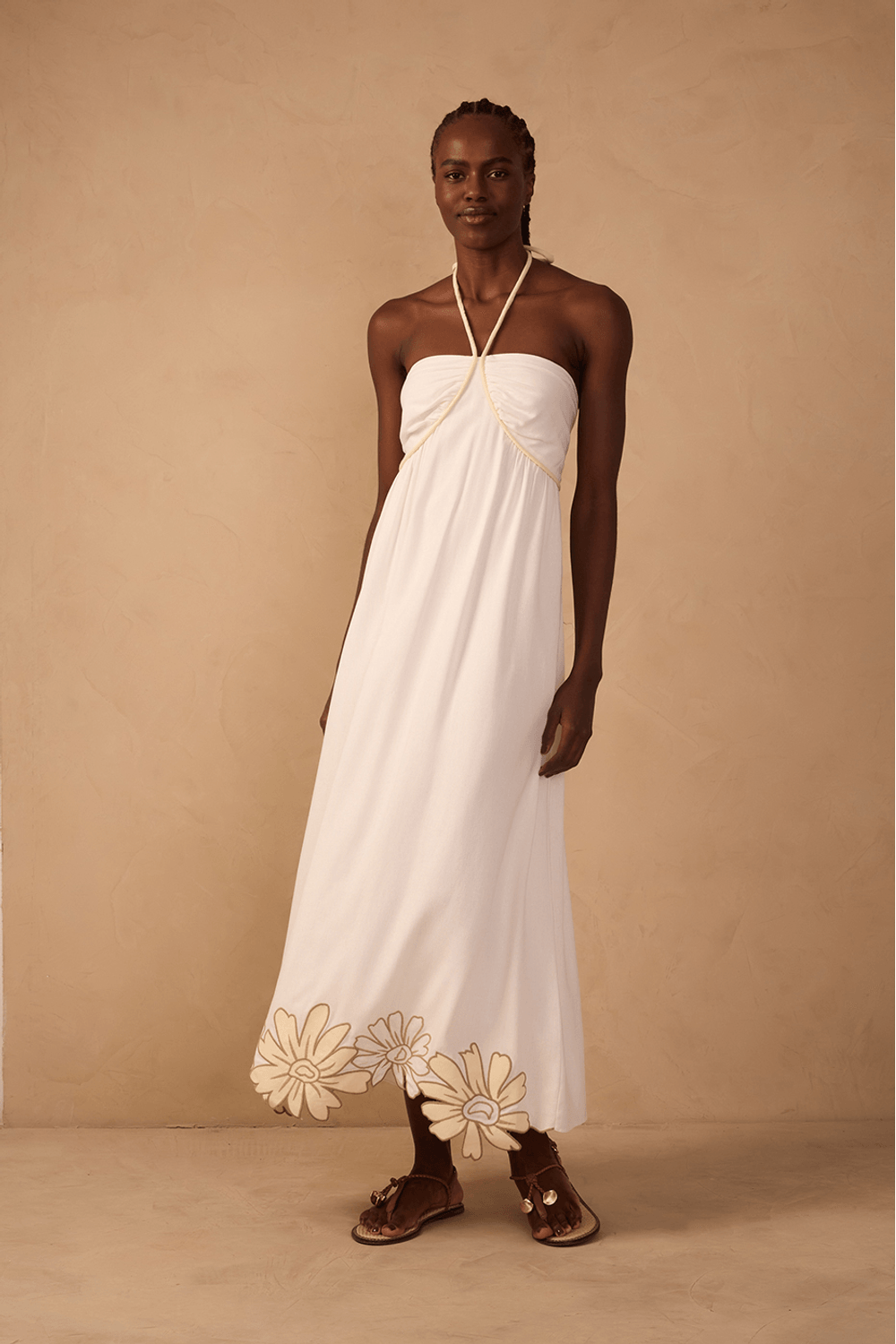 Linen Embroidered Dress - Dress To