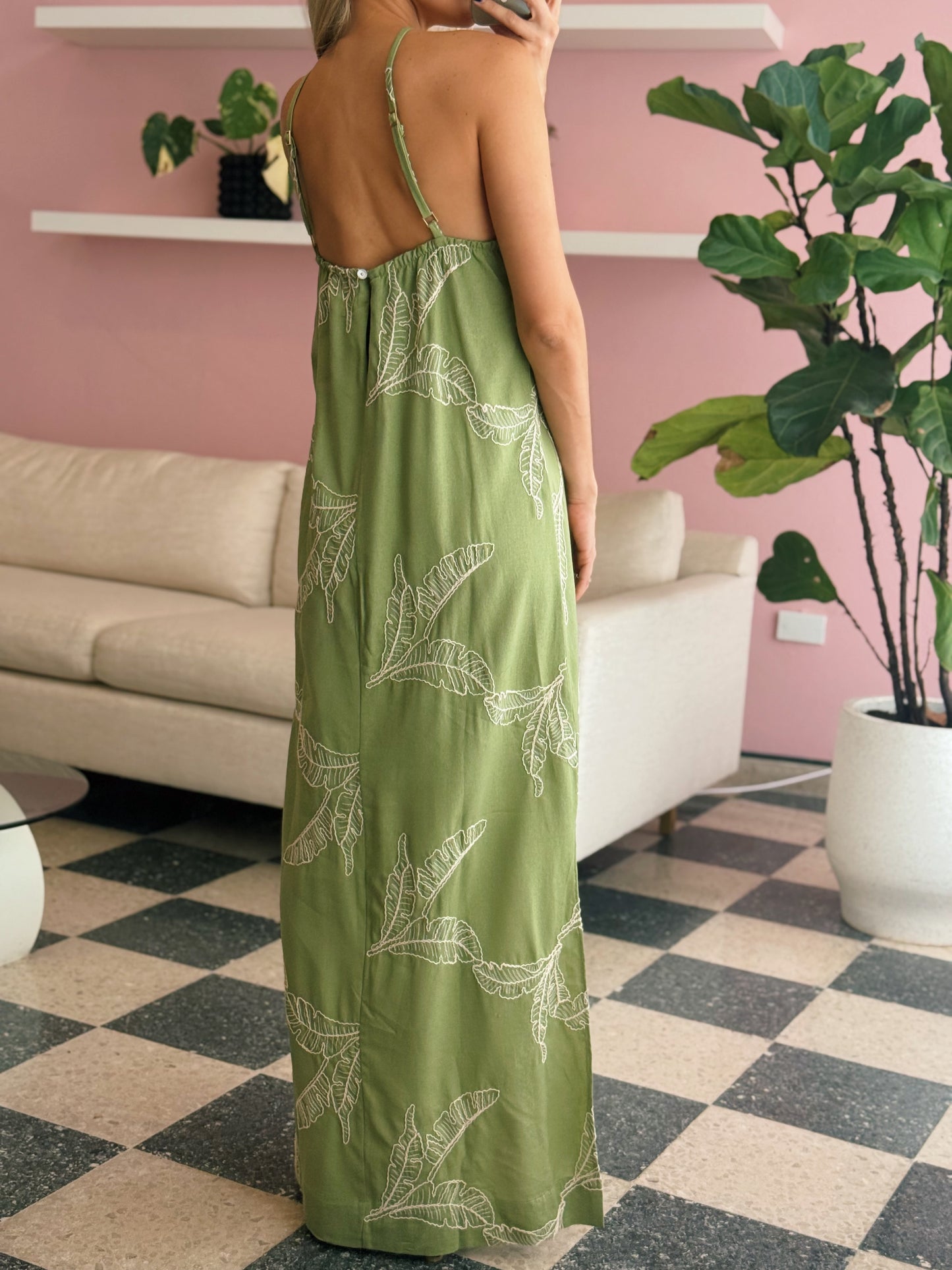 Embroidered Halter Maxi Dress - Dress To